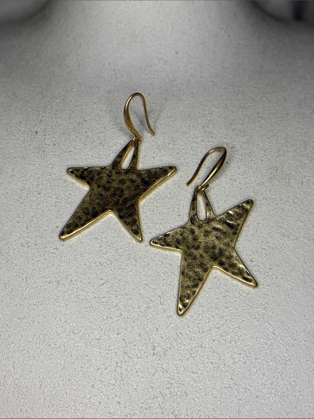 Robert Lee Morris soho Hammered matte Gold Star Drop Earrings